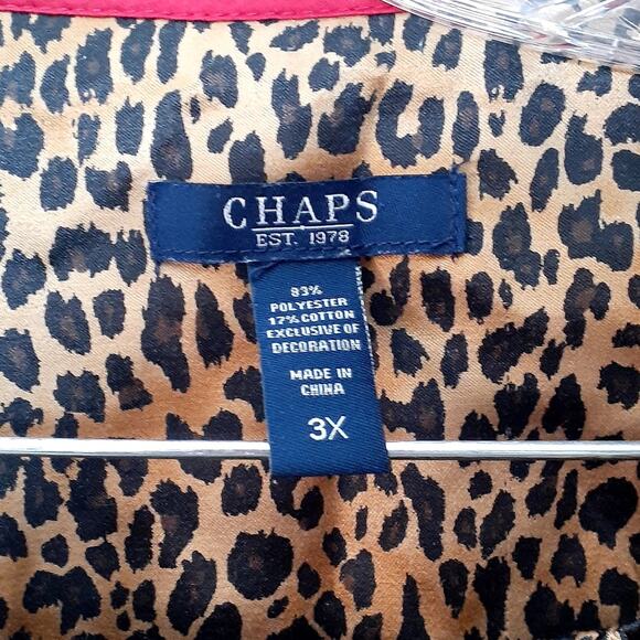 Ladies Chaps Leopard Animal Print Satin 2 Piece Pajama set Size 3X - Picture 2 of 7